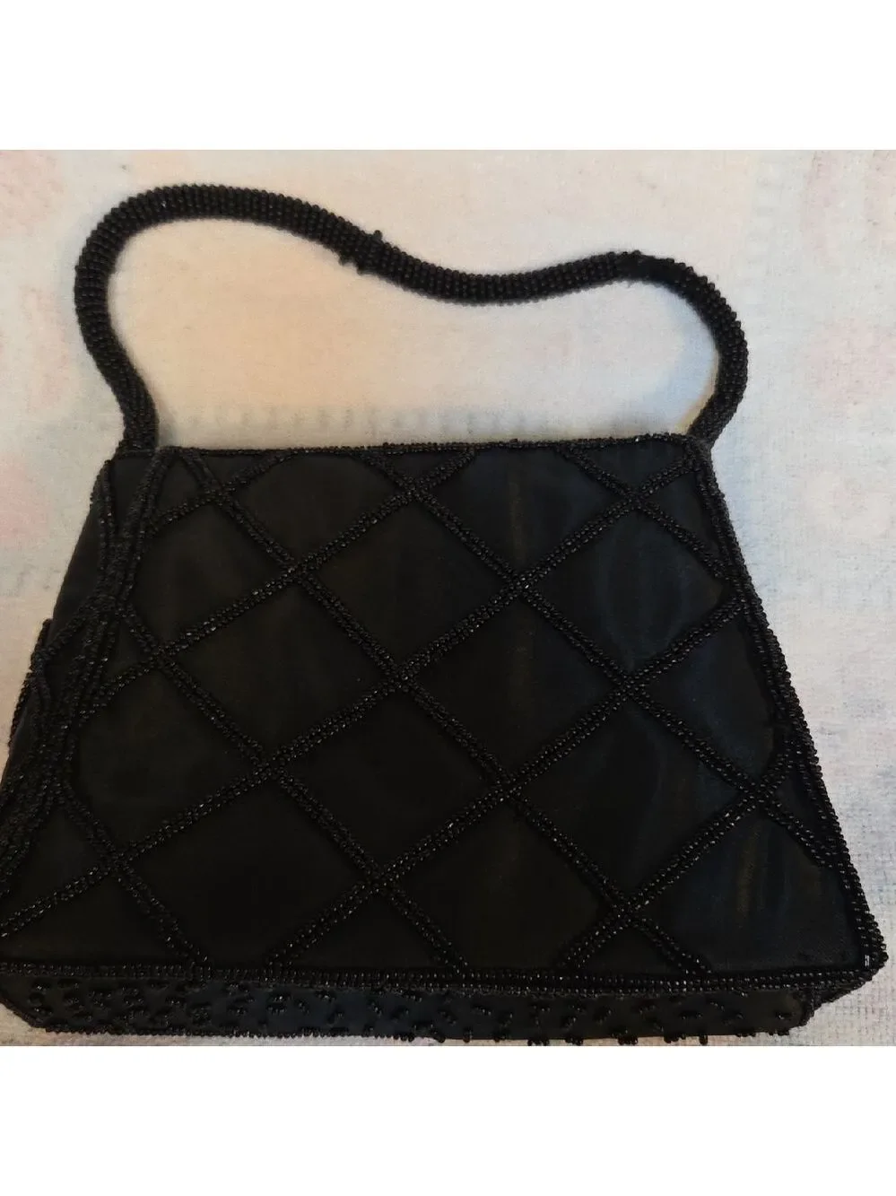 Bijoux Terner Black Beaded Clutch Bag